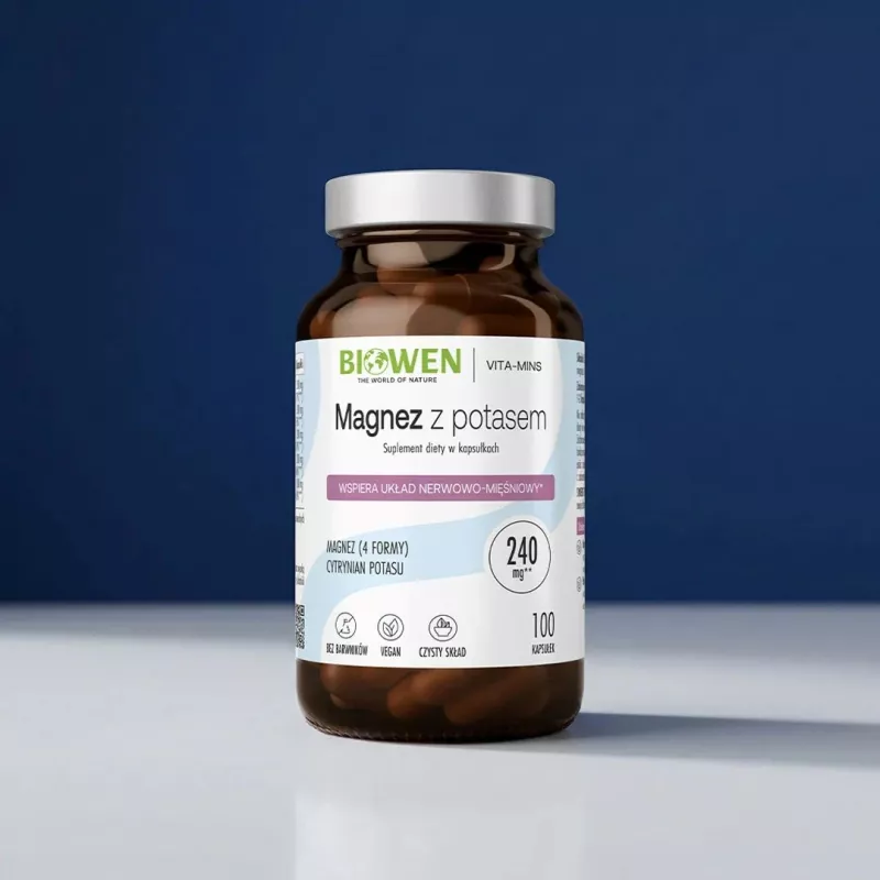 BIOWEN Magnesium 4x with Potassium – 100 Kapseln – Veganes Nahrungsergänzungsmittel
