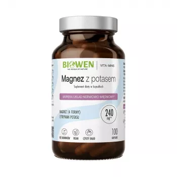 BIOWEN Magnesium 4x with Potassium – 100 Kapseln – Veganes Nahrungsergänzungsmittel