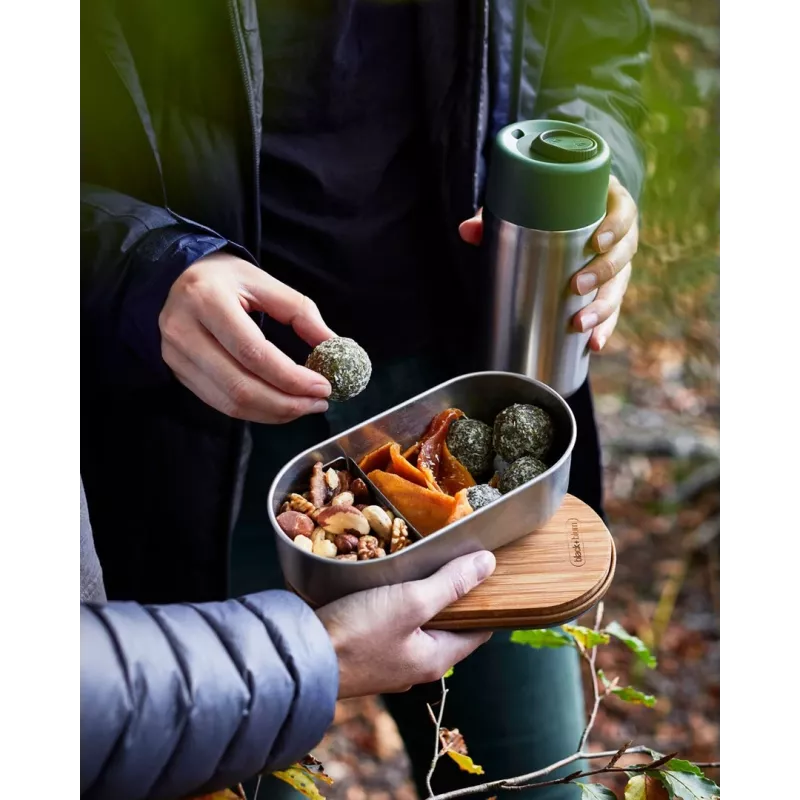 black+blum Oval Box 0,5 L Vorratsbehälter mit Bambusdeckel und Edelstahlbasis