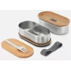 black+blum Oval Box 0,5 L Vorratsbehälter mit Bambusdeckel und Edelstahlbasis