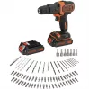 BLACK+DECKER 18V Akku-Schlagbohrschrauber BDCHD18BAFC, Schwarz/Orange, 2x 1,5 Ah Li-Ion Akkus, 80-teiliges Zubehörset, Koffer