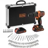 BLACK+DECKER 18V Akku-Schlagbohrschrauber BDCHD18BAFC, Schwarz/Orange, 2x 1,5 Ah Li-Ion Akkus, 80-teiliges Zubehörset, Koffer