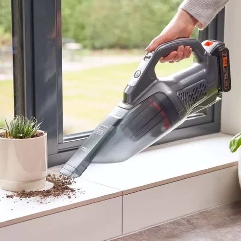 BLACK+DECKER BCHV001C1 Powerconnect 12V Auto-Handstaubsauger, 0,56L beutellos, Schwarz/Grau/Orange