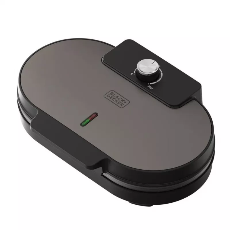 BLACK+DECKER BXFC3200E 1400 W Belgisches Waffeleisen – Antihaftbeschichtet, verstellbarer Thermostat, Edelstahl