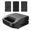 BLACK+DECKER BXSA754E 3-in-1 Sandwichmaker, Waffeleisen & Grill mit 3 austauschbaren Antihaft-Platten, 750 W, Edelstahl