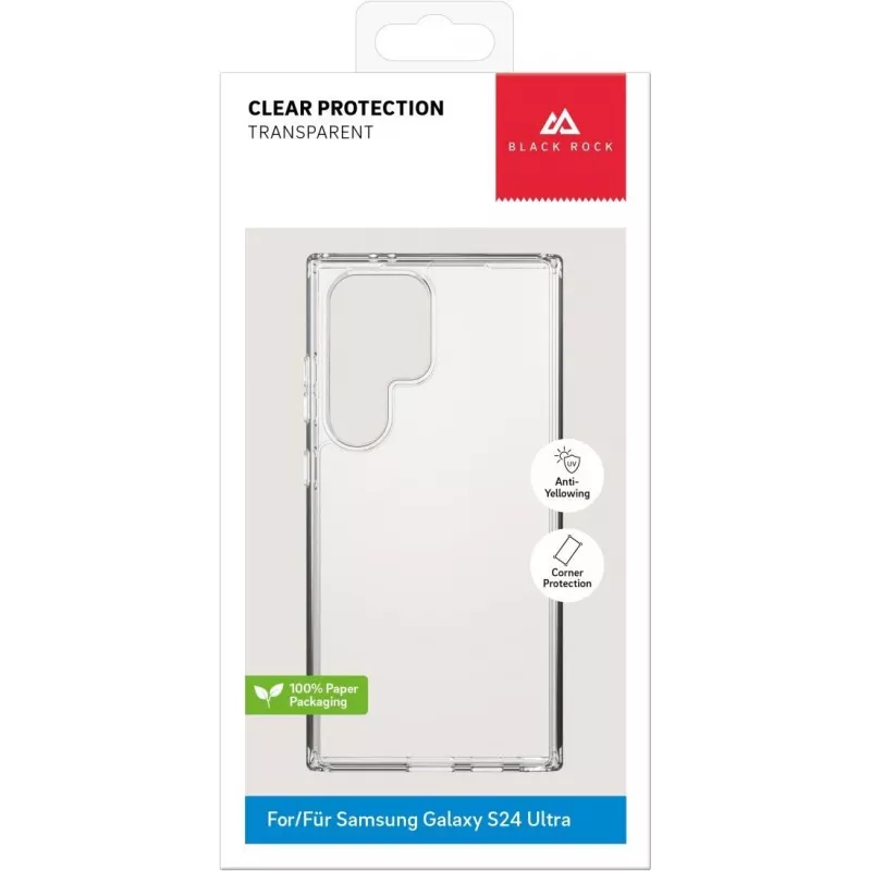 Black Rock Klare Schutz-Hülle für Samsung Galaxy S23 Ultra – Transparente TPU-Rückseite, stoßabsorbierend, vergilbungsbeständig, kabelloses Laden kompatibel 00226130