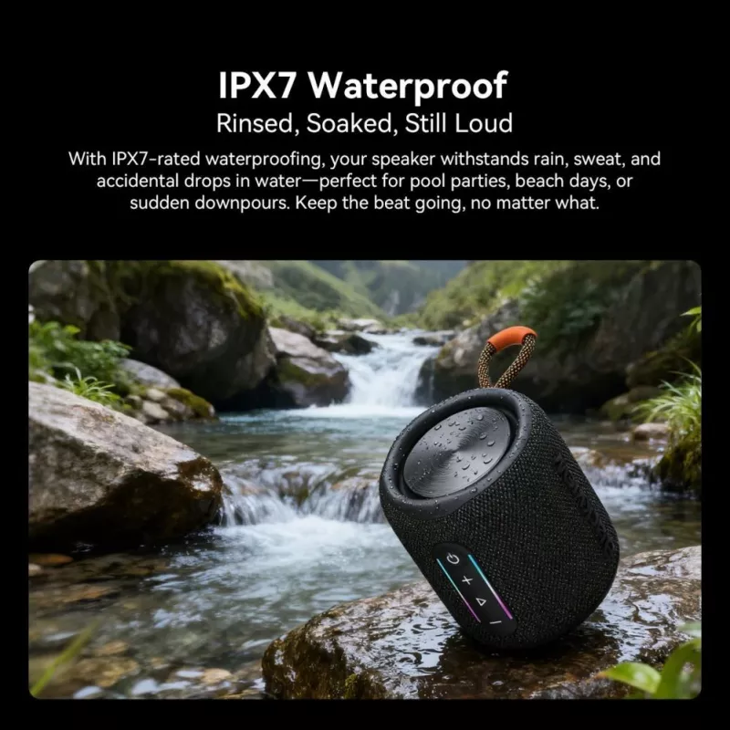 Blackview AuraBass 2 Tragbarer Bluetooth-Lautsprecher, 15W, IPX5, 7h Akku, Schwarz