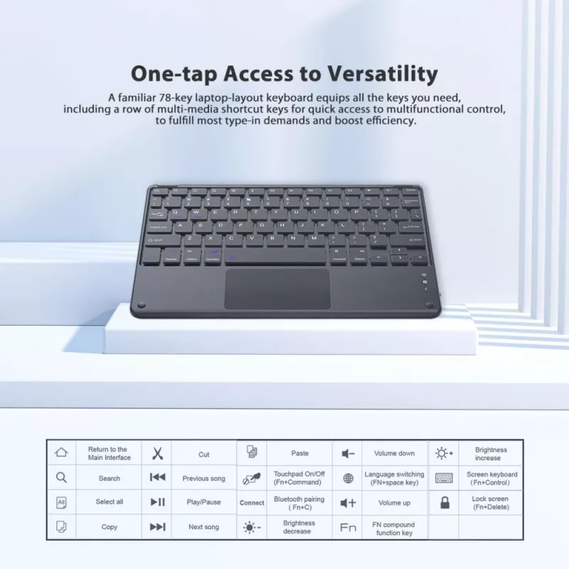 Blackview K1 Bluetooth Keyboard Wireless Ultra Slim 10 inch – 280mAh Akku, Bluetooth 3.0, Kompatibel mit Windows / Android / iOS, Schwarz Grau