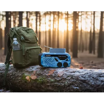 Blaupunkt ER10BC FM PLL Digital-Wecker-Radio mit Dual-Alarm, USB-Ladefunktion, Thermometer, Blau Camo