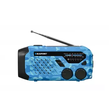 Blaupunkt ER10BC FM PLL Digital-Wecker-Radio mit Dual-Alarm, USB-Ladefunktion, Thermometer, Blau Camo