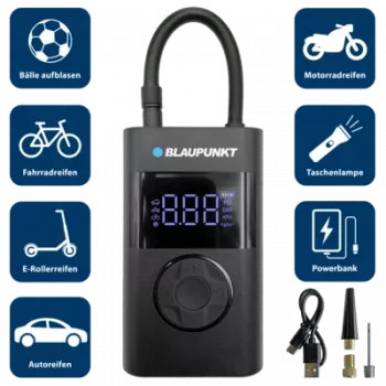 Blaupunkt TPM 124 Akku-Luftpumpe Wiederaufladbar Lithium-Ionen 10,3 Bar 150 PSI Digital LED