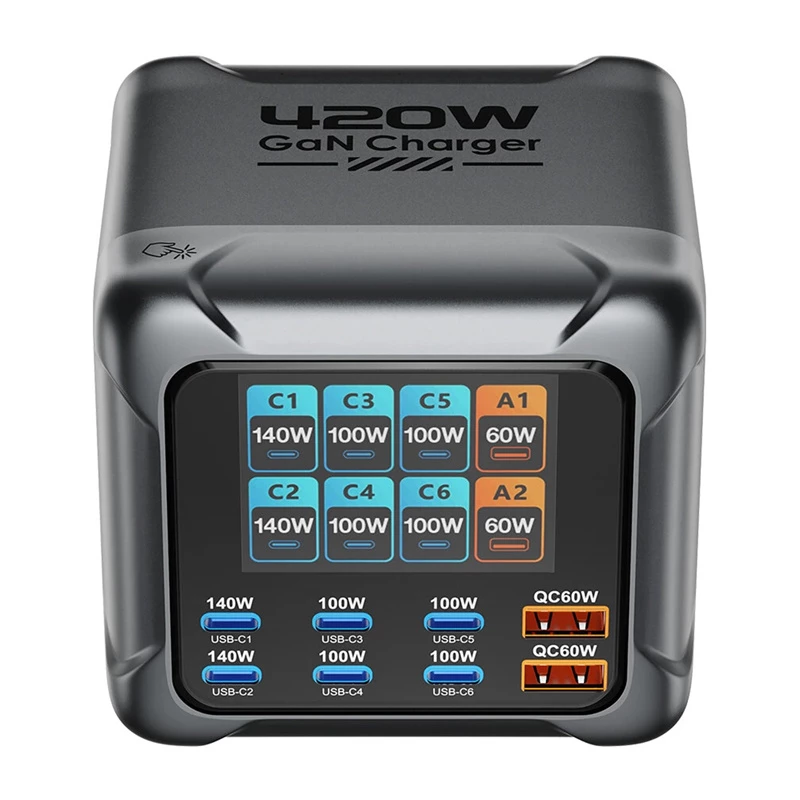 Blitzwolf BW-S33 420W 8-Port USB-A Ladegerät, Schwarz