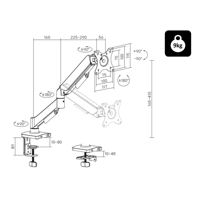 BLO HQ LCD TV-Halterung 17-32 für Schreibtisch mit Gelenk