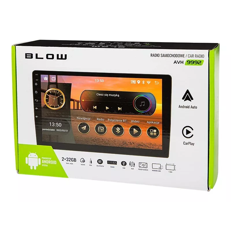 BLOW AVH-9992 2DIN 9 inch Android Autoradio mit WiFi, GPS, Apple CarPlay