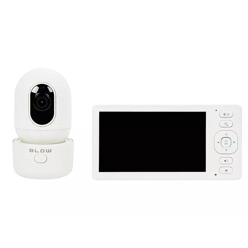 BLOW Electronic Baby Monitor mit 5,5 inch LCD-WLAN-Monitor, Full-HD-Kamera, Schwenken/Neigen/Zoom, Nachtsicht, Gegensprechfunktion, Temperatursensor, Schlaflieder, 300 m Reichweite
