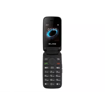 BLOW S24 Schwarz Senioren-Klapphandy mit SOS-Taste, großen Tasten, Dual-SIM, Kamera, FM-Radio, Taschenlampe, Ladeschale