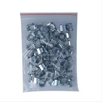BlueOptics BlueLAN M6 Käfigmuttern und Schrauben 50-teiliges Set für Netzwerkschränke - Kabelmanagement-Panel 19 Zoll - Montagesatz Stahl - Silber (BLCNS003)