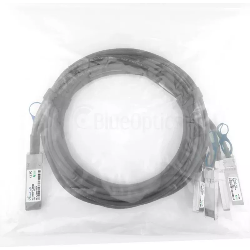 BlueOptics MCP7F00-A002R30N Kompatibles BlueLAN QSFP28 auf 4x SFP28 Direct Attach Breakout-Kabel, 2m, passiv, AWG26