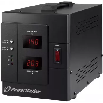 BlueWalker PowerWalker AVR 3000 SIV FR 3000VA/2400W Automatischer Spannungsregler, 230V, 4x französische Steckdose, Schwarz