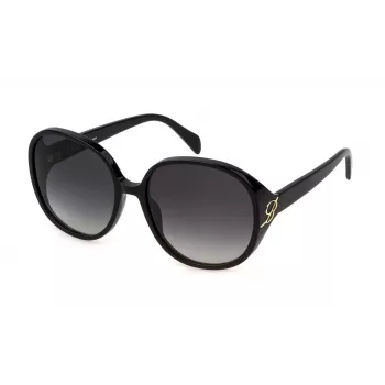 BLUMARINE Damen Cat-Eye-Sonnenbrille SBM864-61700F Shiny Black Gradient Grey 61mm