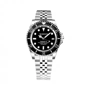 BOBROFF MAN BF0001-BFSTJ Analog-Quarzuhr 44mm schwarzes Zifferblatt echtes Lederarmband