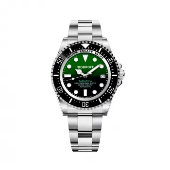 BOBROFF MAN BF0002J1 Analog-Quarzuhr 44mm schwarzes Zifferblatt echtes Lederarmband