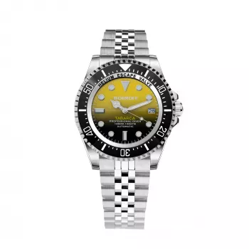 BOBROFF MAN BF0008-BFSTJ 44mm Quarz Analog Uhr Edelstahl Mesh Schwarzes Zifferblatt