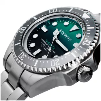 BOBROFF MAN BF002 Analog-Quarz-Armbanduhr 44mm Schwarzes Lederarmband