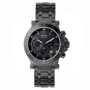 BOBROFF MAN BF1001M21M 44mm Herren Analog Quarzuhr Edelstahlgehäuse Schwarzes Zifferblatt Echtes Lederarmband