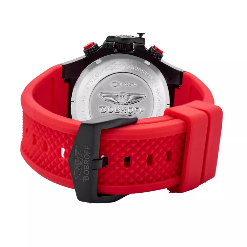 BOBROFF MAN BF1002M14 Analog-Quarzuhr 42mm schwarzes Zifferblatt Lederarmband