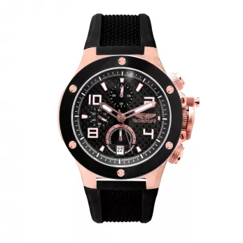 BOBROFF MAN BF1002M15 Analog-Quarzuhr 43mm schwarzes Zifferblatt Lederarmband