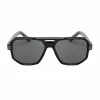 BOBROFF Herren-Sonnenbrille BFG0014-C1, rechteckig, schwarzer Rahmen, graue UV400-Gläser, 56-16-143 mm