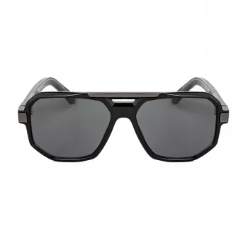 BOBROFF Herren-Sonnenbrille BFG0014-C1, rechteckig, schwarzer Rahmen, graue UV400-Gläser, 56-16-143 mm