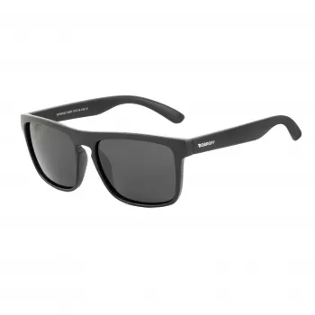 BOBROFF Herren rechteckige polarisierte Sonnenbrille BFG0033-S05P - Schwarzer Rahmen, graue Gläser, 57-18-138 mm