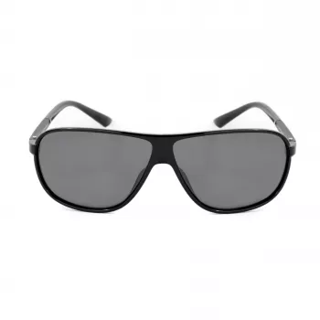BOBROFF Herren-Rechteck-Sonnenbrille BFG0022-C1P - Schwarzer Rahmen, graue Gläser, UV400