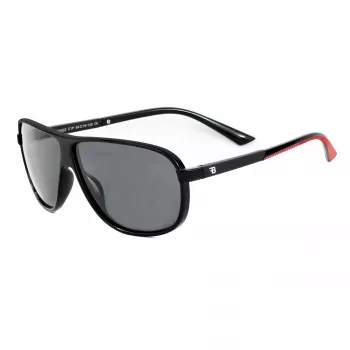 BOBROFF Herren-Rechteck-Sonnenbrille BFG0022-C1P - Schwarzer Rahmen, graue Gläser, UV400