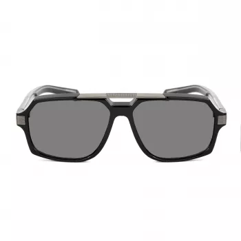 BOBROFF Herren-Sonnenbrille BFG0015-C1 - Schwarzer Acetatrahmen, graue Gläser, UV400 (58/15/143 mm)