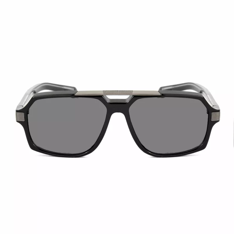 BOBROFF Herren-Sonnenbrille BFG0015-C1 - Schwarzer Acetatrahmen, graue Gläser, UV400 (58/15/143 mm)