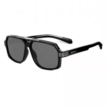BOBROFF Herren-Sonnenbrille BFG0015-C1 - Schwarzer Acetatrahmen, graue Gläser, UV400 (58/15/143 mm)