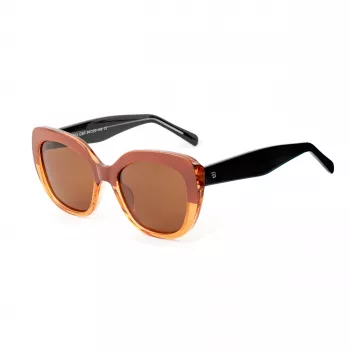 BOBROFF Damen-Sonnenbrille BFG0001-C4P - Rechteckiger Kunststoffrahmen, UV400 graue Polycarbonatgläser, 54/20/149 mm