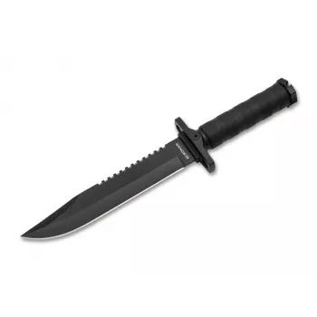 BOKER MAGNUM John Jay Survival Knife 02SC004 Feststehendes Messer 440A Edelstahl Clip Point Sägerücken Aluminiumgriff mit Überlebensset und ABS-Scheide
