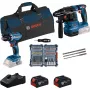 Bosch 18V Professional Set Rotary Hammer GBH 18V-22 + Drill Driver GSR 18V-45 - (blau/schwarz, 2x Li-Ion Akku 4,0 Ah, Hammerbohrer- und Bit-Set, Werkzeugtasche) (0615V0003D)