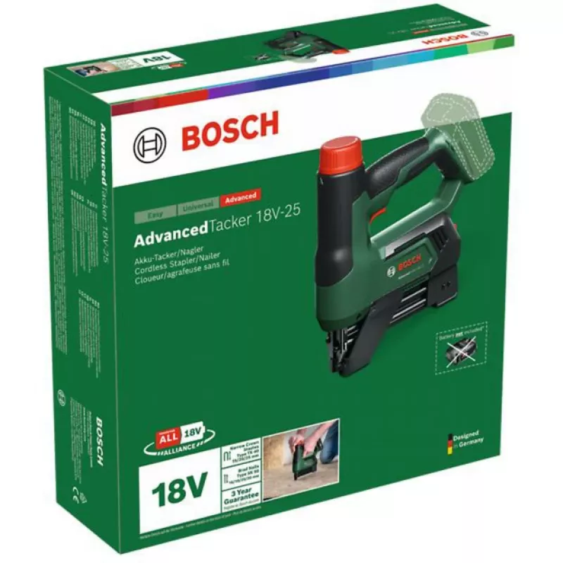 Bosch AdvancedTacker 18V-25 Akku-Tacker/Nagler (Gerät ohne Akku und Ladegerät) Grün/Schwarz