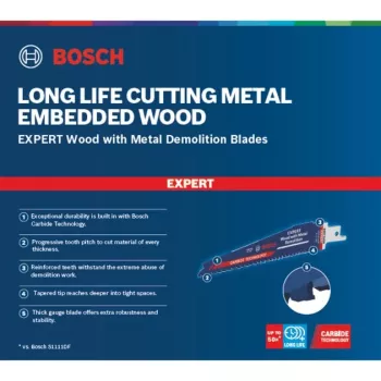 Bosch Expert S 967 XHM Säbelsägeblatt – Holz mit Metall Abbruch, 150mm, 10 Stück