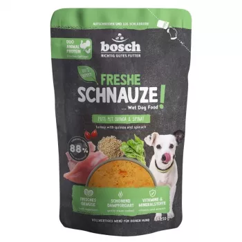 BOSCH Freshe Schnauze Nassfutter für Hunde mit Truthahn, Quinoa und Spinat – 250 g