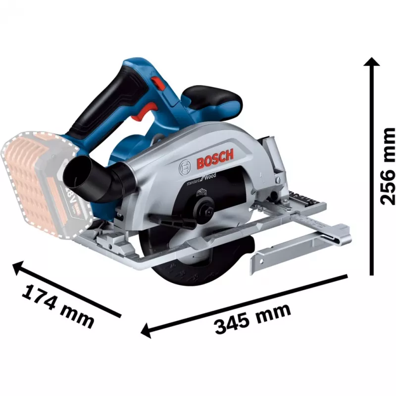 Bosch GKS 18V-57-2 Professional Akku-Handkreissäge Solo (Sägeblatt 165 mm, 18 V, bürstenlos, in L-BOXX)