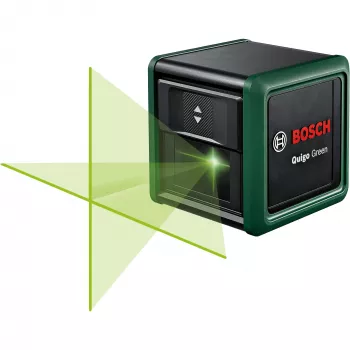 Bosch Home and Garden Quigo Green Set Kreuzlinienlaser mit Klemme, Adapterplatte und 1,1 m Aluminium-Stativ 0603663CZ1