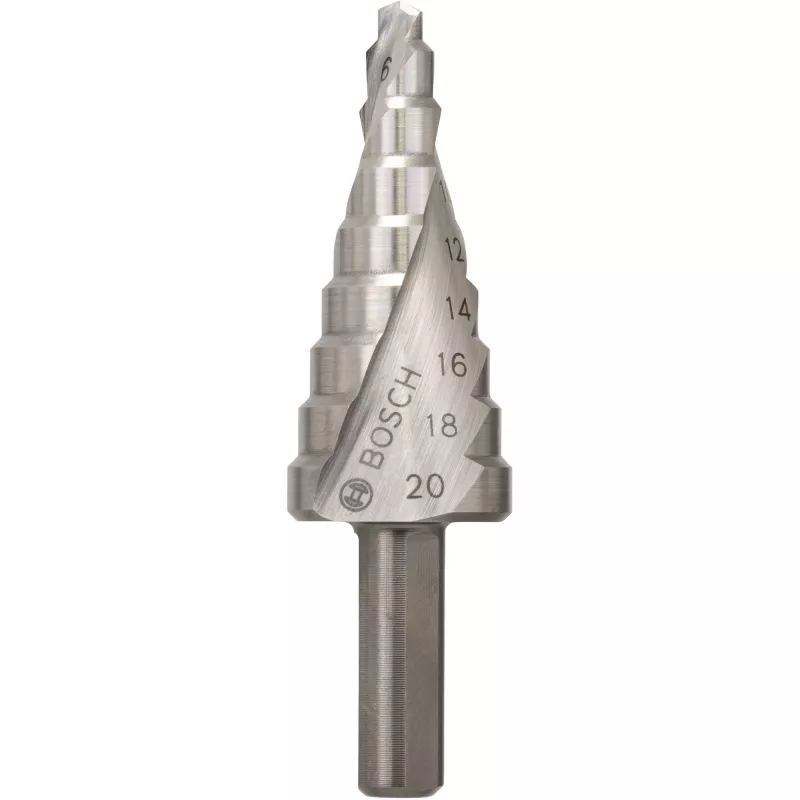Bosch HSS Stufenbohrer 4-20 mm, 3-Flächen-Schaft, 70,5 mm Länge 2608597519