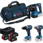 BOSCH Power Tools 18V Professional Combo Kit: Rotary Hammer GBH 18V-22 + Drill Driver GSR 18V-65 + Impact Wrench GDX 18V-285 (Blau/Schwarz, 3x 5,0 Ah Li-Ion Akkus, Werkzeugtasche)