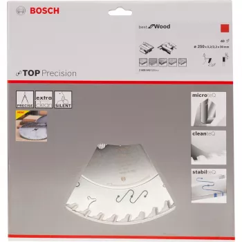 BOSCH POWERTOOLS Best for Wood Kreissägeblatt, Ø 250 mm, 40 Zähne, 30 mm Bohrung, für Tischkreissägen